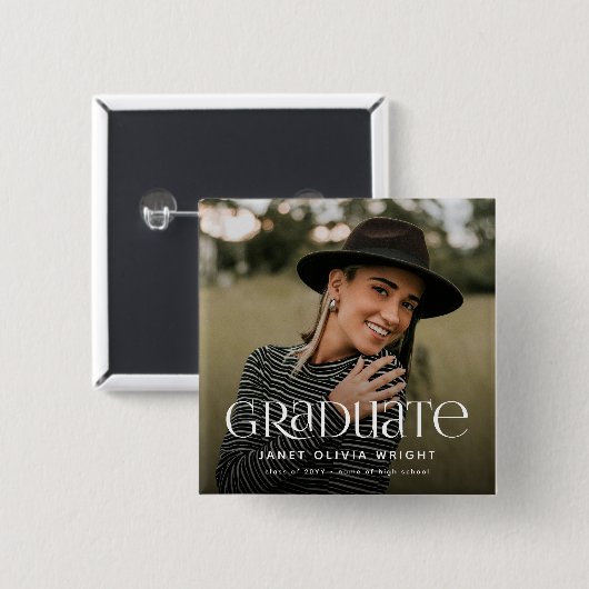 Modern Afstuderen Custom Photo Afstuderen Vierkante Button 5,1 Cm (Voorkant /achterkant)