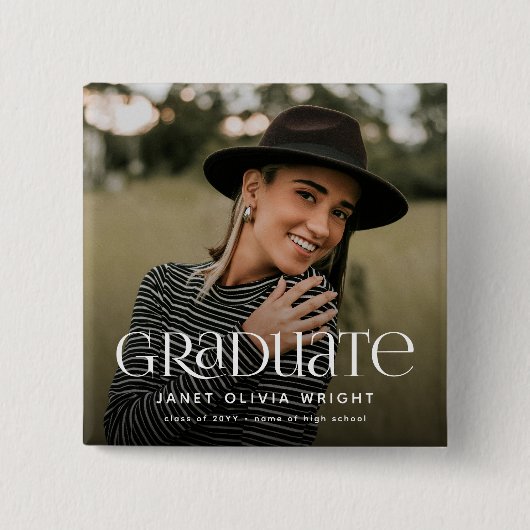 Modern Afstuderen Custom Photo Afstuderen Vierkante Button 5,1 Cm (Voorkant)