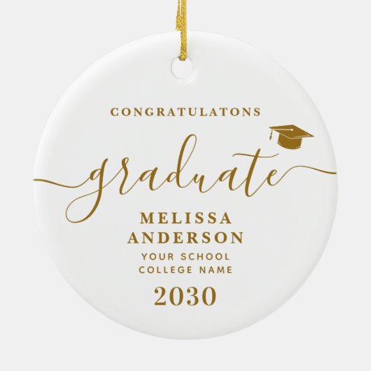 Modern Afstuderen Custom Photo Eenvoudig Afstudere Keramisch Ornament (Achterkant)