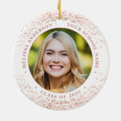 Modern Afstuderen Custom Photo Roos Goud Afstudere Keramisch Ornament (Achterkant)