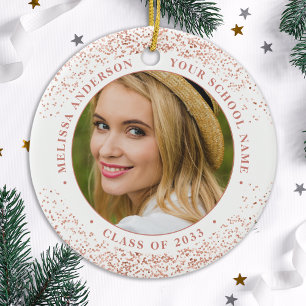 Modern Afstuderen Custom Photo Roos Goud Afstudere Keramisch Ornament