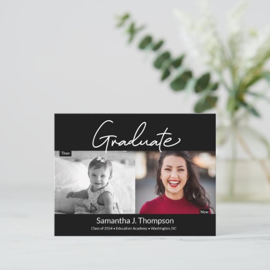 Modern Afstuderen dan Manuscript en nu de Foto van Aankondigingskaart (Staand voorkant)