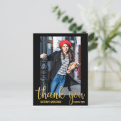 Modern Afstuderen Dank je Afstuderen Foto Gold Briefkaart (Staand voorkant)