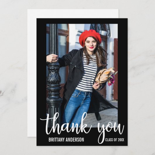 Modern Afstuderen Dank je Afstuderen Fotokaart WB Aankondiging (Voorkant / Achterkant)