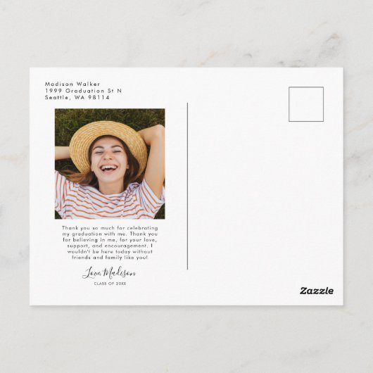 Modern Afstuderen Dank u Hartfoto Briefkaart (Achterkant)