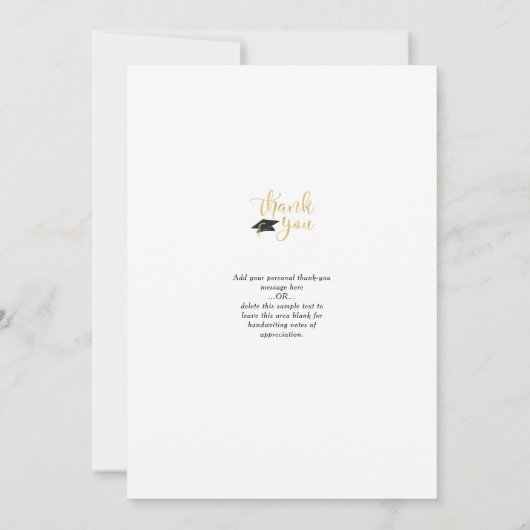 Modern Afstuderen dank u Script Foto Faux Gold Bedankkaart (Achterkant)