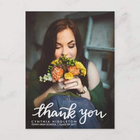 Modern Afstuderen Dank u Typografie Foto Briefkaart (Voorkant)