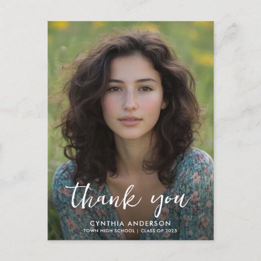 Modern Afstuderen Dank u Typografie Foto Briefkaart (Voorkant)