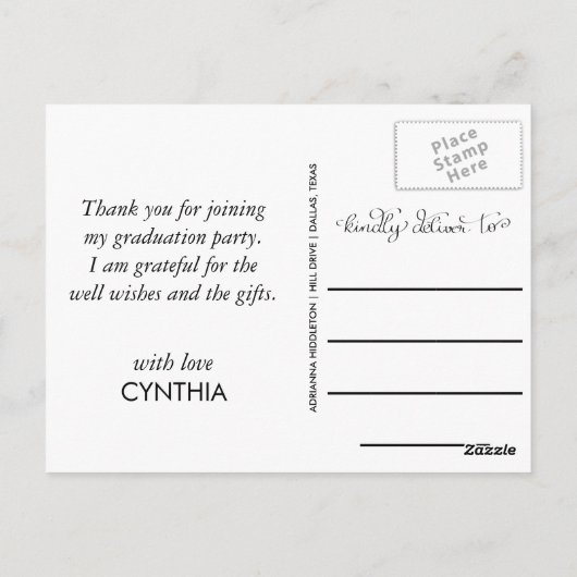 Modern Afstuderen Dank u Typografie Foto Briefkaart (Achterkant)