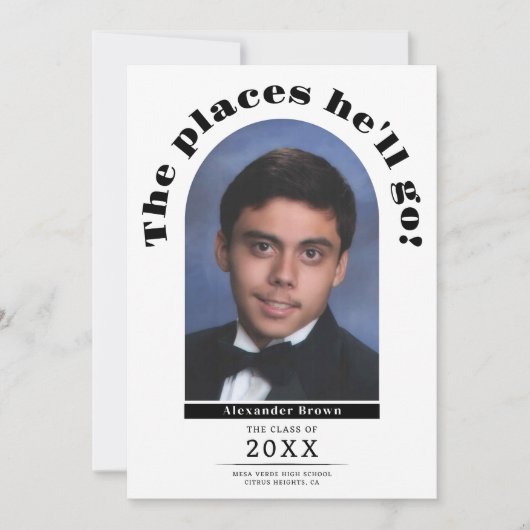 Modern Afstuderen De Plaatsen Fotoaankondiging Kaart (Voorkant)