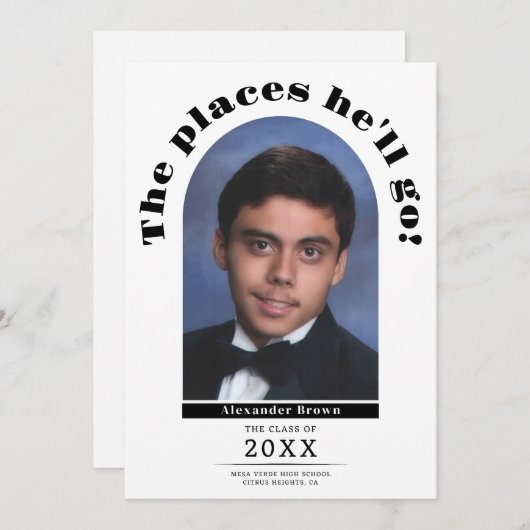 Modern Afstuderen De Plaatsen Fotoaankondiging Kaart (Voorkant / Achterkant)