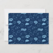 Modern Afstuderen Doodle Navy Blue Dank u wel Notitiekaartje (Achterkant)