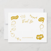 Modern Afstuderen Doodle Yellow Bedankt Notitiekaartje (Voorkant)