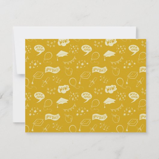 Modern Afstuderen Doodle Yellow Bedankt Notitiekaartje (Achterkant)