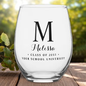 Modern Afstuderen Eenvoudig Aangepast Monogram Afs Wijnglas Zonder Voet