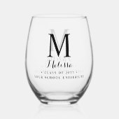 Modern Afstuderen Eenvoudig Aangepast Monogram Afs Wijnglas Zonder Voet (Voorkant)