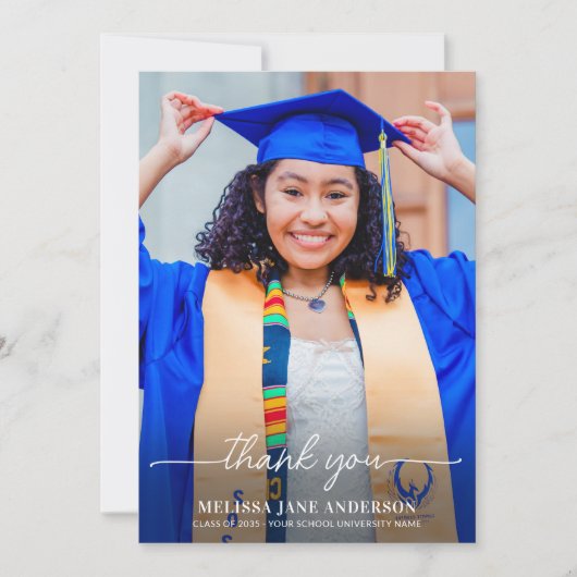 Modern Afstuderen Eenvoudig Custom Photo Afstudere Bedankkaart (Voorkant)