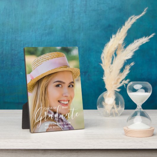 Modern Afstuderen Eenvoudig Custom Photo Afstudere Fotoplaat (Zijkant)