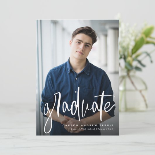 Modern afstuderen eenvoudig twee foto afstuderen kaart (Staand voorkant)