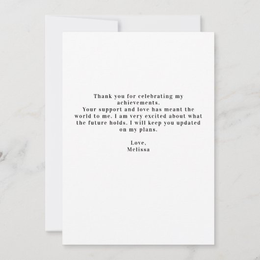 Modern Afstuderen Eenvoudige Aangepaste Afstuderen Bedankkaart (Achterkant)