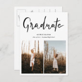 Modern Afstuderen Elegant Script | Afstudeerder tw Aankondigingskaart (Voorkant / Achterkant)