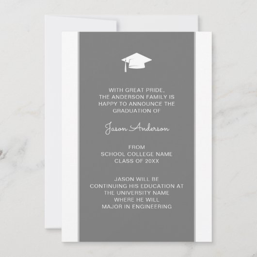 Modern Afstuderen elegant script | Foto Trendy 1 Aankondiging (Achterkant)