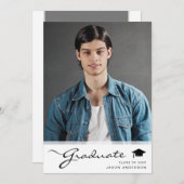 Modern Afstuderen elegant script | Foto Trendy 1 Aankondiging (Voorkant / Achterkant)