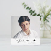Modern Afstuderen elegant script | Foto Trendy 1 Aankondiging (Staand voorkant)