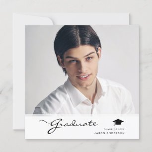 Modern Afstuderen elegant script Foto Trendy 1 Aankondiging