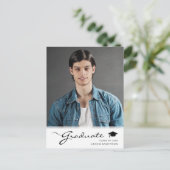 Modern Afstuderen elegant script | Foto Trendy 1 Briefkaart (Staand voorkant)