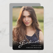 Modern Afstuderen elegant script | Foto van Trendy Aankondiging (Voorkant / Achterkant)