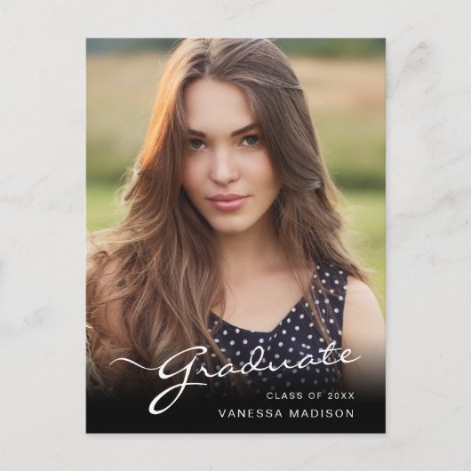 Modern Afstuderen elegant script | Foto van Trendy Briefkaart (Voorkant)