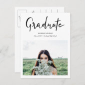 Modern Afstuderen elegant script handgeschreven |  Aankondigingskaart (Voorkant / Achterkant)