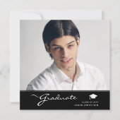 Modern Afstuderen | Elegant Script Trendy 1 Foto Aankondiging (Voorkant)