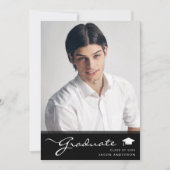 Modern Afstuderen | Elegant Script Trendy 1 Foto Aankondiging (Voorkant)