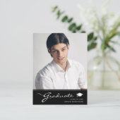 Modern Afstuderen | Elegant Script Trendy 1 Foto Briefkaart (Staand voorkant)