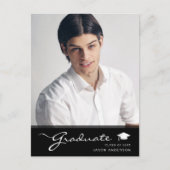 Modern Afstuderen | Elegant Script Trendy 1 Foto Briefkaart (Voorkant)