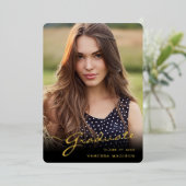 Modern Afstuderen elegant script | Trendy-fotokaar Folie Uitnodiging (Staand Voorkant)