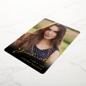 Modern Afstuderen elegant script | Trendy-fotokaar Folie Uitnodiging (Gedraaid)