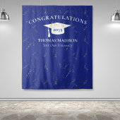 Modern Afstuderen Faux Confetti Blue/White Wandkleed