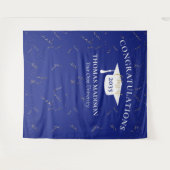 Modern Afstuderen Faux Confetti Blue/White Wandkleed (Voorkant (horizontaal))