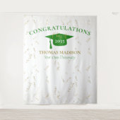 Modern Afstuderen Faux Streamers Groene Achtergron Wandkleed (Voorkant)