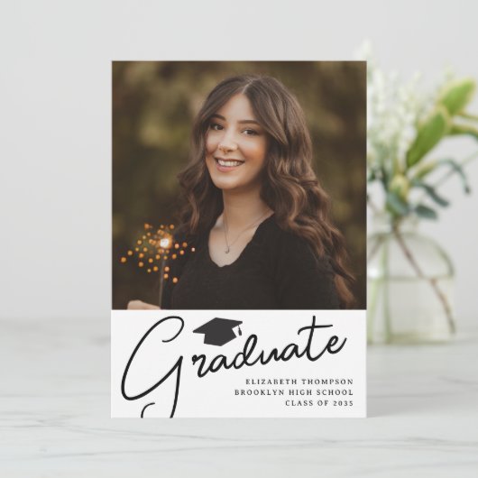 Modern AFSTUDEREN Formeel Afstuderen van de Foto v Aankondiging (Staand voorkant)