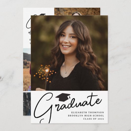 Modern AFSTUDEREN Formeel Afstuderen van de Foto v Aankondiging (Voorkant / Achterkant)