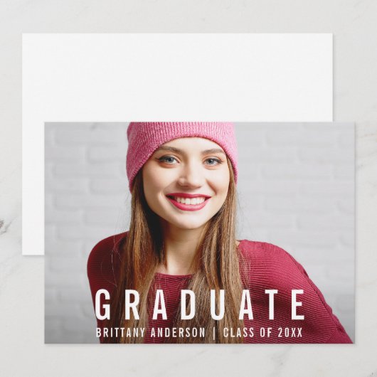 Modern Afstuderen Foto Aankondiging W Kaart (Voorkant / Achterkant)