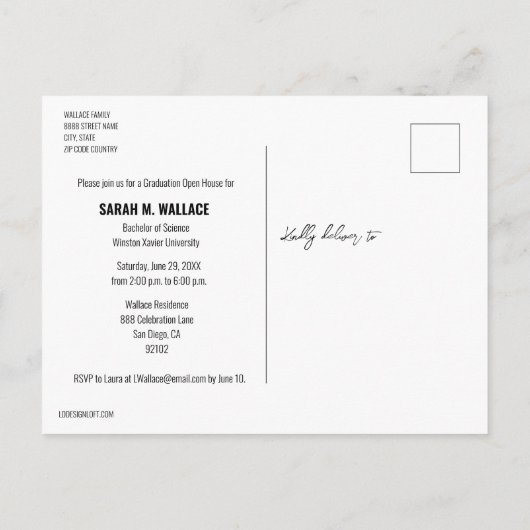 Modern Afstuderen Foto Bachelor of Science Invite Aankondigingskaart (Achterkant)