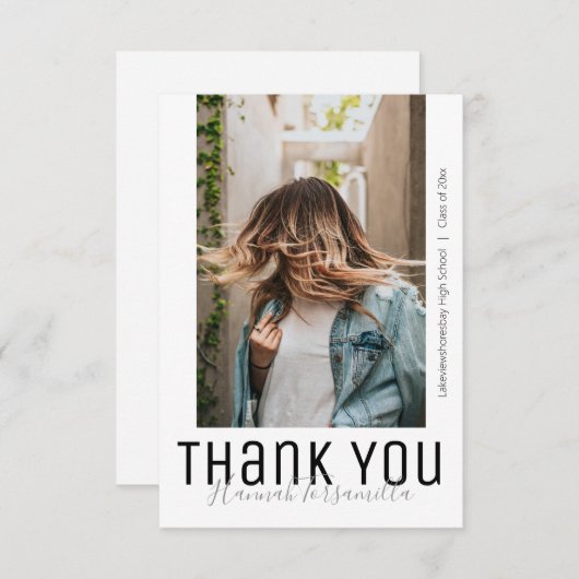 Modern Afstuderen Foto Bedankt Typografie Afstuder (Voorkant / Achterkant)