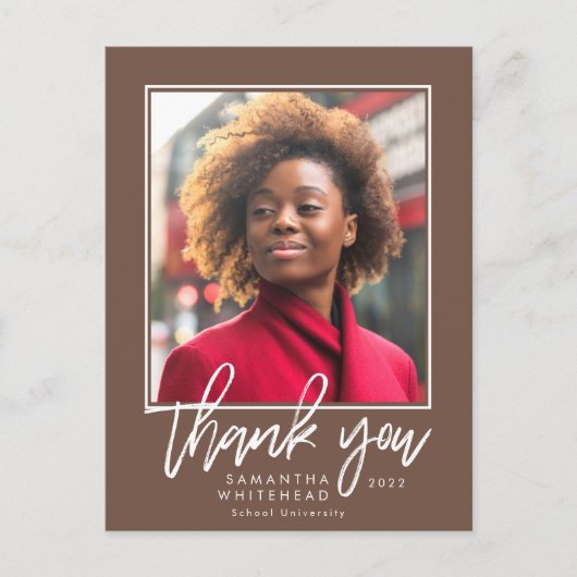 Modern Afstuderen foto bruin dank u Briefkaart (Voorkant)