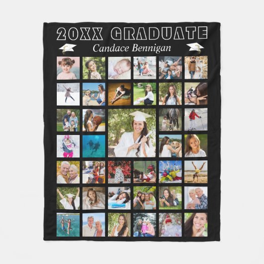 Modern Afstuderen foto Collage Black Fleece Deken (Voorkant)