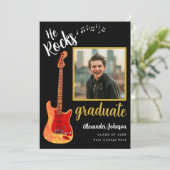 Modern Afstuderen Foto Cool Music Afstudeerfeest Kaart (Staand voorkant)